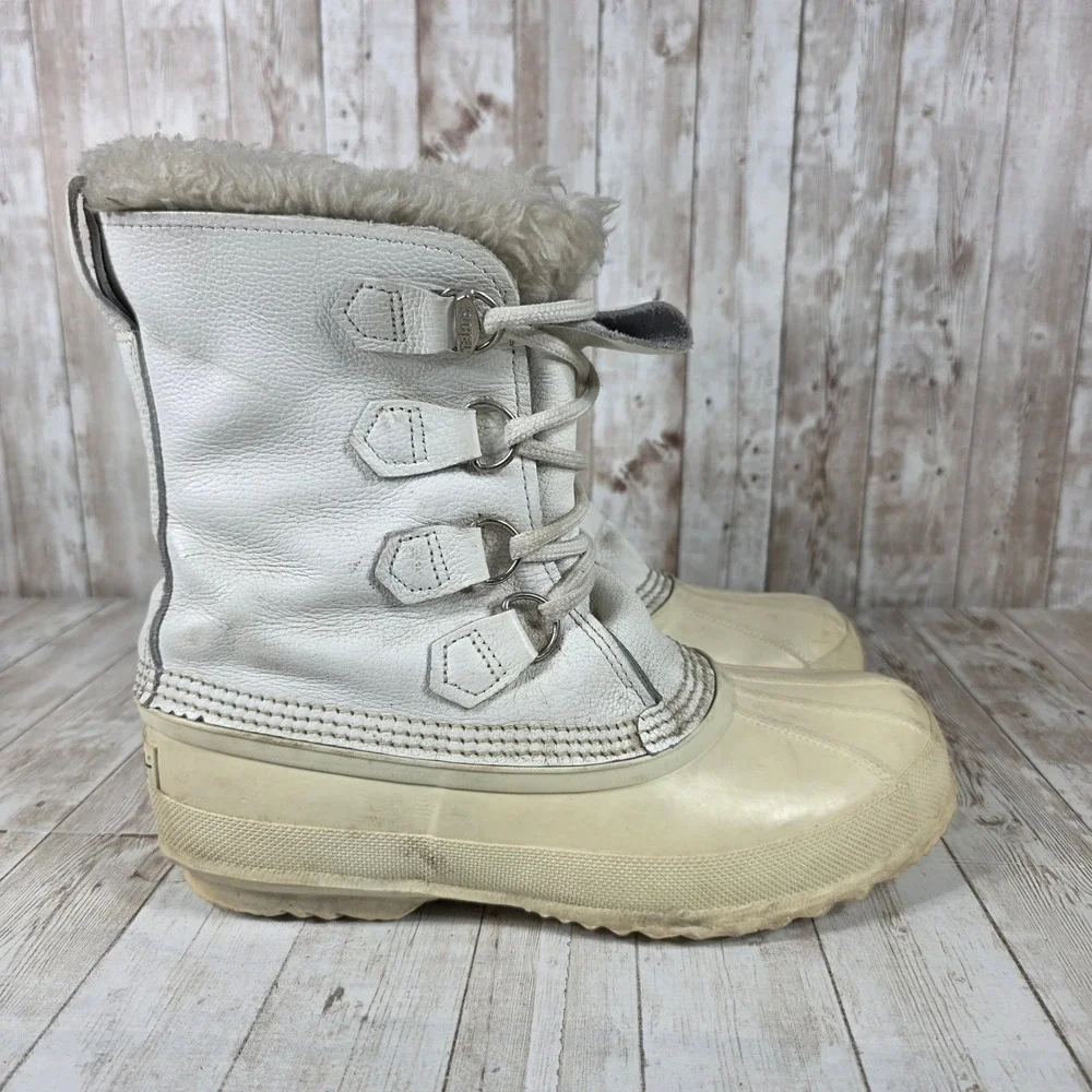 Sorel Women's White Waterproof Winter Snow Boots Insulated Fur Lined Size‎ 9